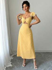 Women Midi Dresses - 黃色 - 查看 5