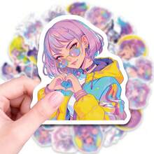 50pcs Anime Cool Girl Stickers, Japanese Style Personalized Stickers, Handmade Account Decoration Stickers, Perfect For Decorating Journals, Scrapbooks, Bullet Notebooks, Planners, Water Bottles, Phone Cases, Laptops, Etc. - Multicolor - View 10