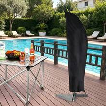 Black 210D Oxford Fabric Patio Umbrella Cover, Adjustable Drawstring Closure, All Season Waterproof Windproof UV Dust & Snow Protection, Outdoor Parasol Protector For Garden Patio Lawn Pool Balcony Beach Vineyard - View 10
