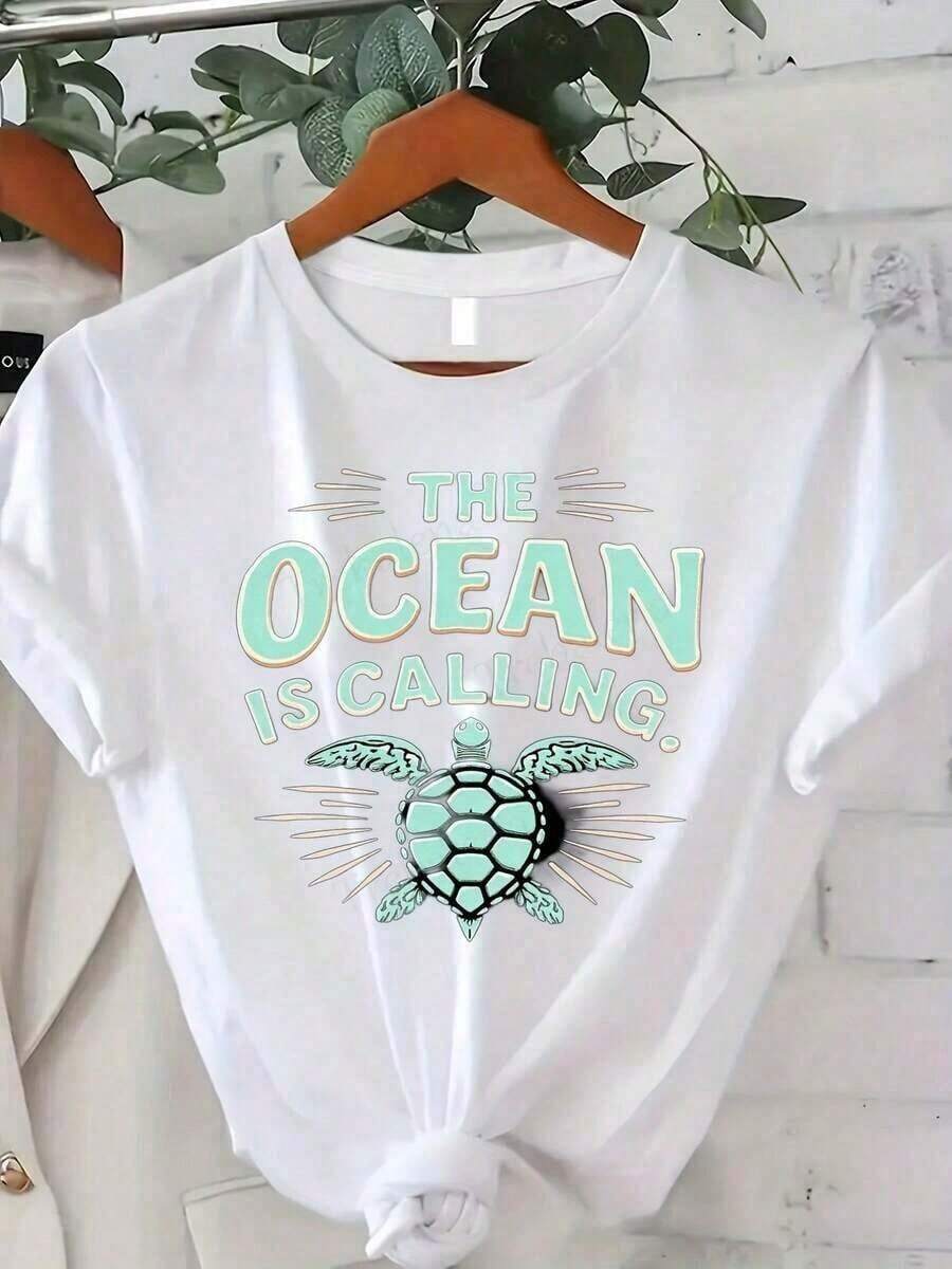 Women's Plus Size Hawaiian Beach Shirt, Turquoise Ocean Wave Print, Casual Summer Blouses For Women, Soft Breathable Cotton Blouse, Summer Clothes For Women, Daily Streetwear, Beach Vacation Clothes, Suitable For Spring, Summer And Autumn. - 白色 - 查看 1