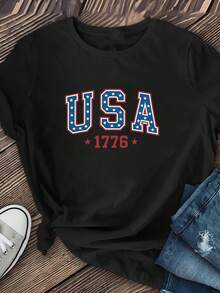 Camiseta casual de manga corta y cuello redondo de diseño sencillo, con tela cómoda, perfecta para primavera y verano. Elegante y práctica. - Negro - Ver 12