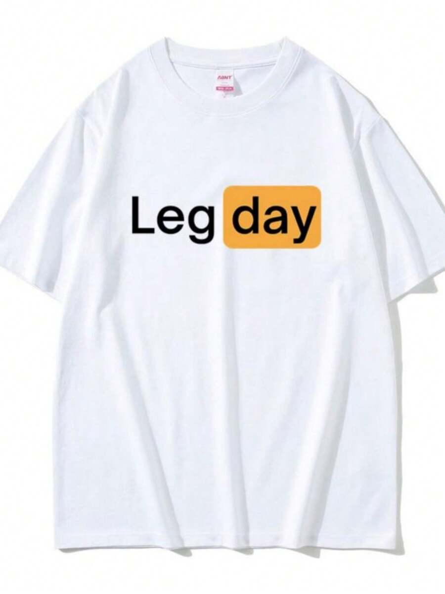 Women's T-Shirts Funny Creativity Design Leg Day Fitness Workout Gym Graphic T Shirt Men Women Outdoors Soft Cotton T-Shirt Male Harajuku Tshirt - 白色 - 查看 1