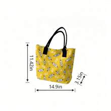 Miniso 小黄人 Bello 全印花帆布手提包，亮黄色单肩包，日常使用 - 白色 - 查看 6