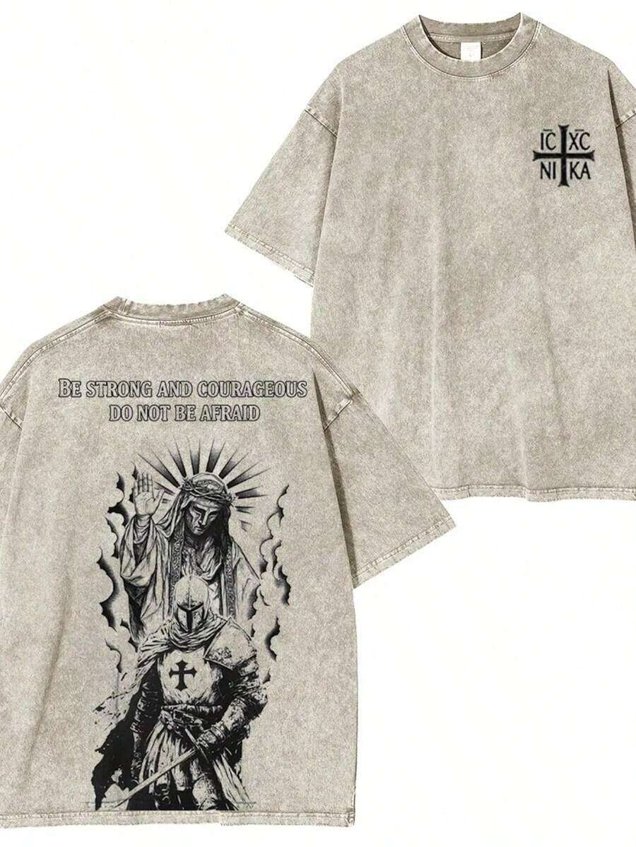 Camiseta lavada "Rey de la Leprosia" Baldwin IV 2026, Camiseta Rey Cruzado de Jerusalén, Camisa cristiana medieval con cruz de Jerusalén, Ropa urbana gótica vintage lavada - Ropa de Jesús, Camiseta de algodón puro para hombre, Camiseta de marca de moda retro de algodón estampado con cera de alta calidad, Camiseta de hombre, Imprescindible para la playa, Camiseta de verano para hombre, Regalo navideño, Regalo perfecto, Camisetas gráficas para mujer, Camiseta gráfica, Camisetas (estilo retro, unisex, de peso pesado) - Albaricoque - Ver 1