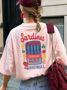 Camiseta de mujer vintage con estampado de cerezas rojas, tela transpirable y cómoda con estampado de eslogan positivo, ajuste holgado estilo universitario estadounidense retro, adecuada para uso diario, estilo callejero, día de autocuidado o regalo casual de Acción de Gracias en verano - Rosa - Ver 6
