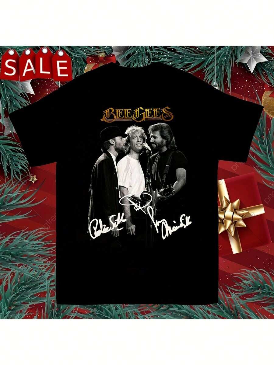 Camiseta de hombre, unisex. La icónica camiseta de los Bee Gees - camiseta suave con diseño de música vintage, adecuada para fans, regalo casual unisex para el día a día, lavable a máquina, regalo asequible para conciertos y uso diario (corte regular), camiseta de mujer, de alta calidad, camiseta de mujer. - Negro - Ver 1