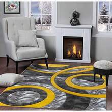 GLORY RUGS - Alfombra moderna de 2 x 3 pulgadas, círculos s, geometría suave, tallada a mano, contemporánea, textura esponjosa, para interiores, sala de estar, comedor y recámara - Amarillo - Ver 4