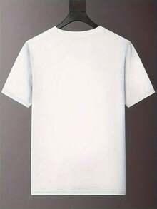 100% Cotton Men's Slim Fit Black T-Shirt With "DONO GUCCIO" Logo - Breathable Summer Casual T-Shirt, Regular Fit, Crew Neck, Lightweight Fabric For Gym, Workout And Weekend Wear, Activewear, Sporty Style, Comfortable Fit - 白色 - 查看 2