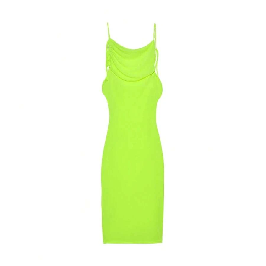 2024 nueva moda de verano vestido Sexy sin tirantes vestido sin tirantes con cuello colgante temperamento - Amarillo - Ver 1