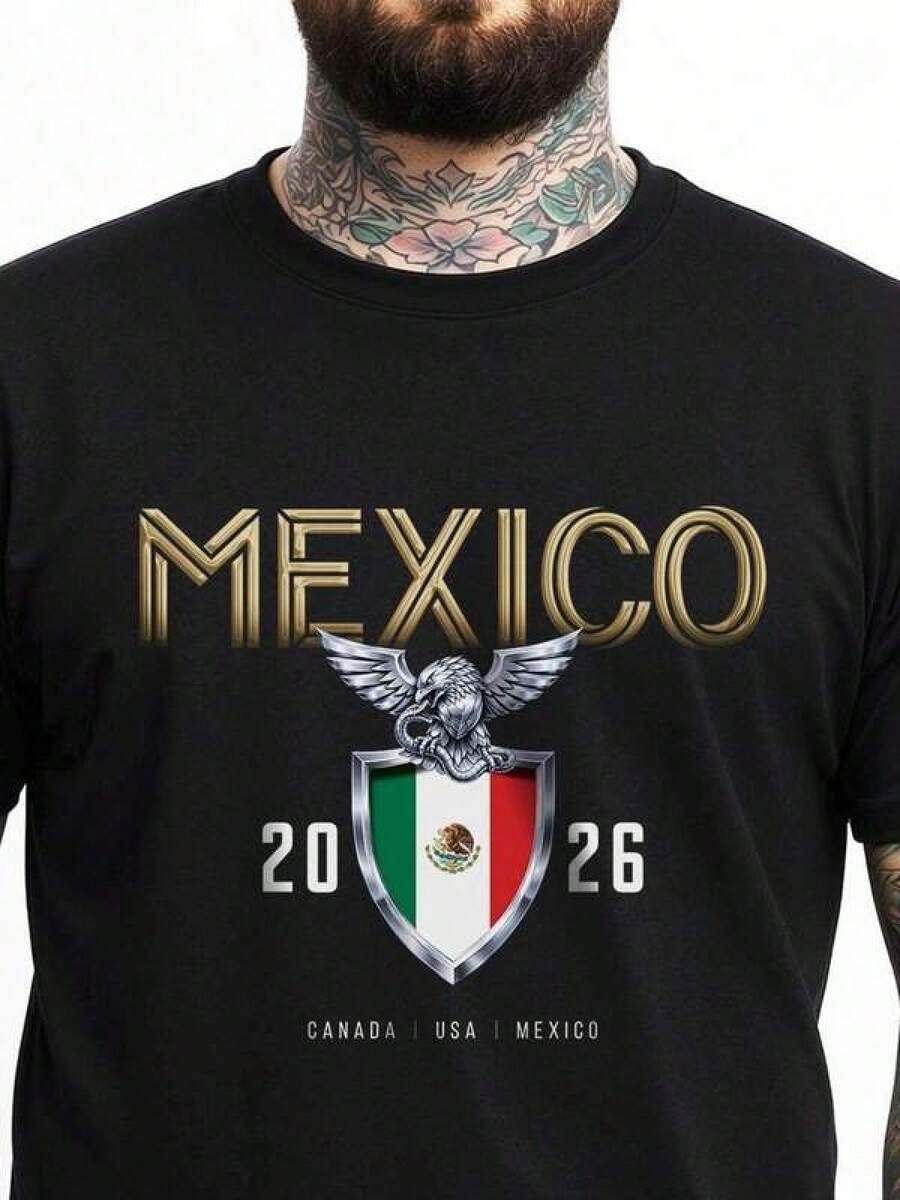 Camiseta unisex, Camiseta de la Copa Mundial de México 2026 – Emblema de la Mascota Nacional, Camiseta para aficionados al fútbol, ropa de mujer, blusas de mujer, tops de mujer, camisetas de mujer,Lightweight, Breathable Fabric,conjuntos casuales para mujer,Hot Weather Wear,Fun Design, Great For Outdoor Play - Negro - Ver 1