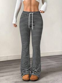 Pantalones casuales de mujer con cintura con cordón acanalado, para primavera/otoño - Multicolor 2 - Ver 1
