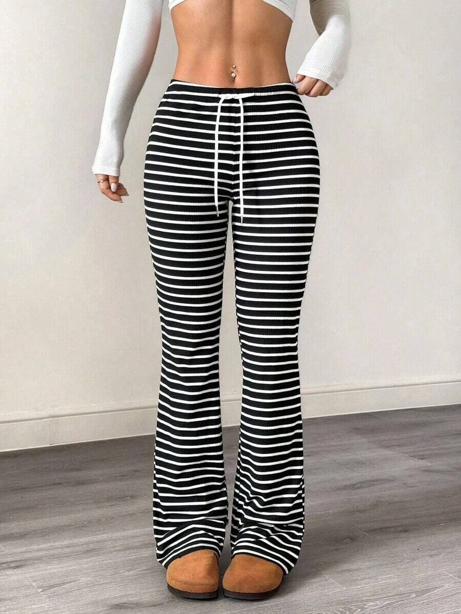 Pantalones casuales de mujer con cintura con cordón acanalado, para primavera/otoño - Multicolor 2 - Ver 1