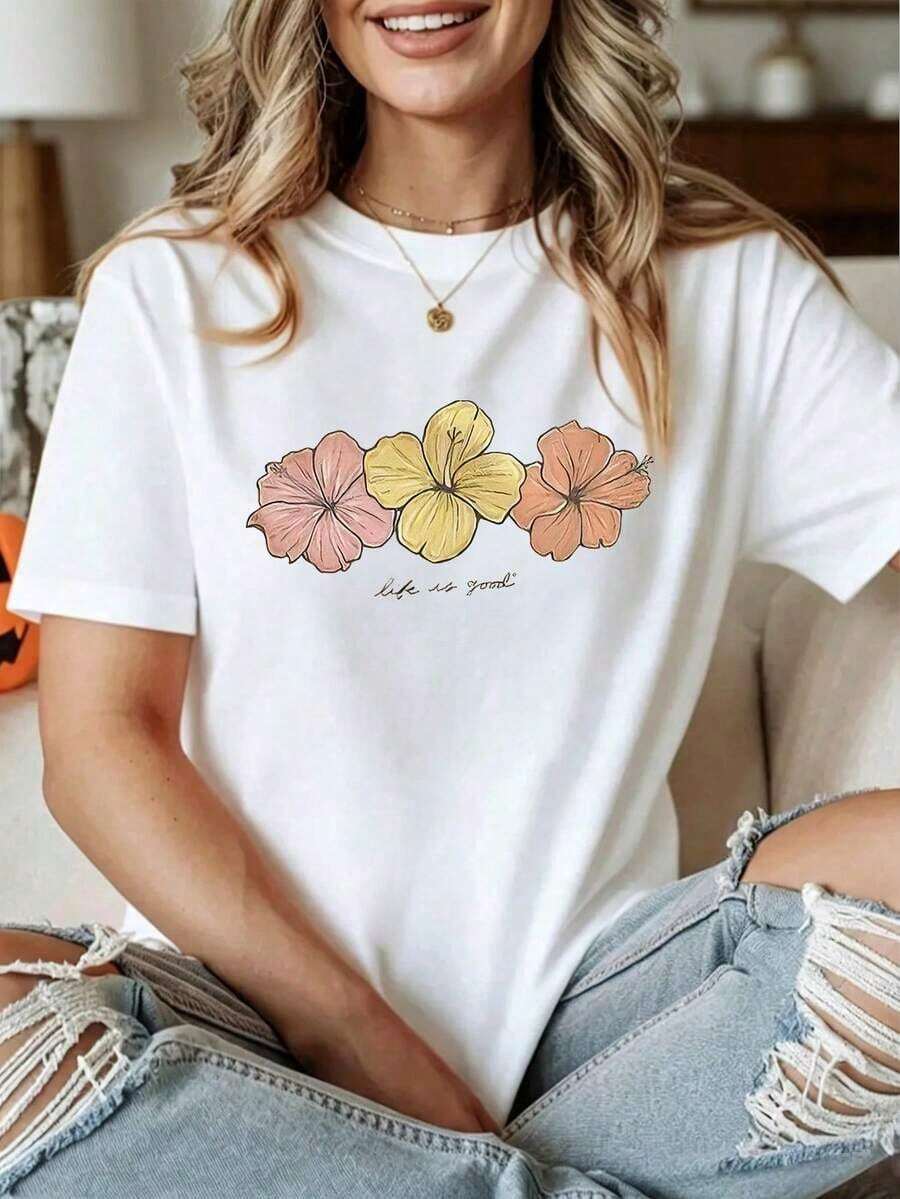 Free Shipping, Local Delivery In Mexico, Delivery In 4 Days. Women's T-Shirt With Blue Butterfly - Elegant Style, Size, White. - 白色-2 - 查看 1