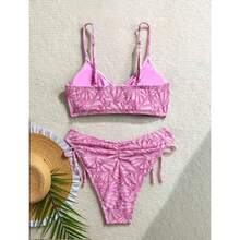 Nuevo traje de baño bikini para mujer, sexy, de dos piezas y cintura alta, con tirantes, ideal para vacaciones en la playa. - Morado - Ver 3