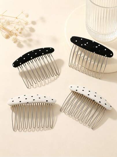 1pc Girl's Daily Hair Clip Bangs Comb Flocked Hair Comb With Teeth Anti-Slip Hair Clip, Suitable For Daily Matching