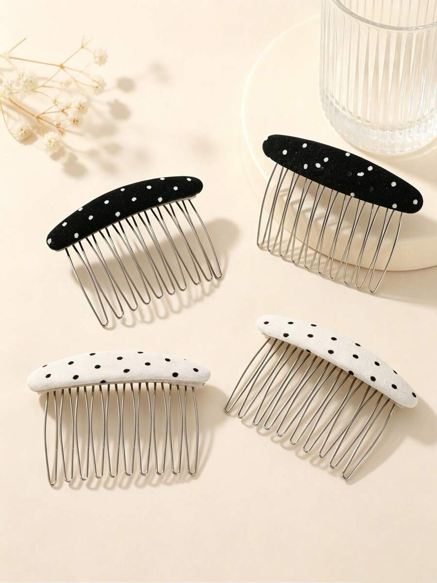 1pc Girl's Daily Hair Clip Bangs Comb Flocked Hair Comb With Teeth Anti-Slip Hair Clip, Suitable For Daily Matching - Multicolor - View 1