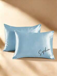 Personalized Embroidered Satin Pillowcases With Customizable Names, Incredibly Soft And Cool To The Touch, They Make An Ideal - Multicolor - View 4