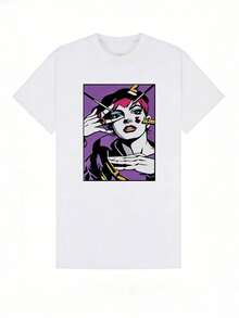 Camiseta de manga corta con cuello redondo suave y casual de verano para mujer, tops para salir, vintage, Gen Z, tops, curvas, ropa Y2K, algodón, Italia, Grecia, tops de mujer, tops bonitos, camisetas gráficas, conjuntos de primavera, estilo callejero americano, casual deportivo, estilo unisex, estilo casual urbano, casual, jersey, camisetas holgadas, ropa de calle retro, estilo de los 90, estilo de los 2000, subcultura, estilo europeo, tops negros, tops blancos, conjuntos de fiesta de los 90. Negro - Blanco - Ver 5