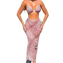 Nueva falda larga de malla con estampado de leopardo en stock, traje de baño moderno y sexy para mujer, conjunto de bikini de tres piezas. - Conjunto de bikini de tres piezas con estampado de leopardo 9302 - Ver 6