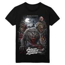 "Un hombre lobo americano en Londres", cuidado con la luna, camisetas, películas de terror, Halloween. - Negro - Ver 2