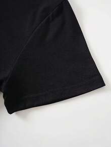 Camiseta de Mujer con Diseño Simple y Estampado Canadiense - Cuello Redondo, Manga Corta, Estilo Casual con Estampado de Hoja de Arce, Elegante y Práctica para el Verano - Negro - Ver 4