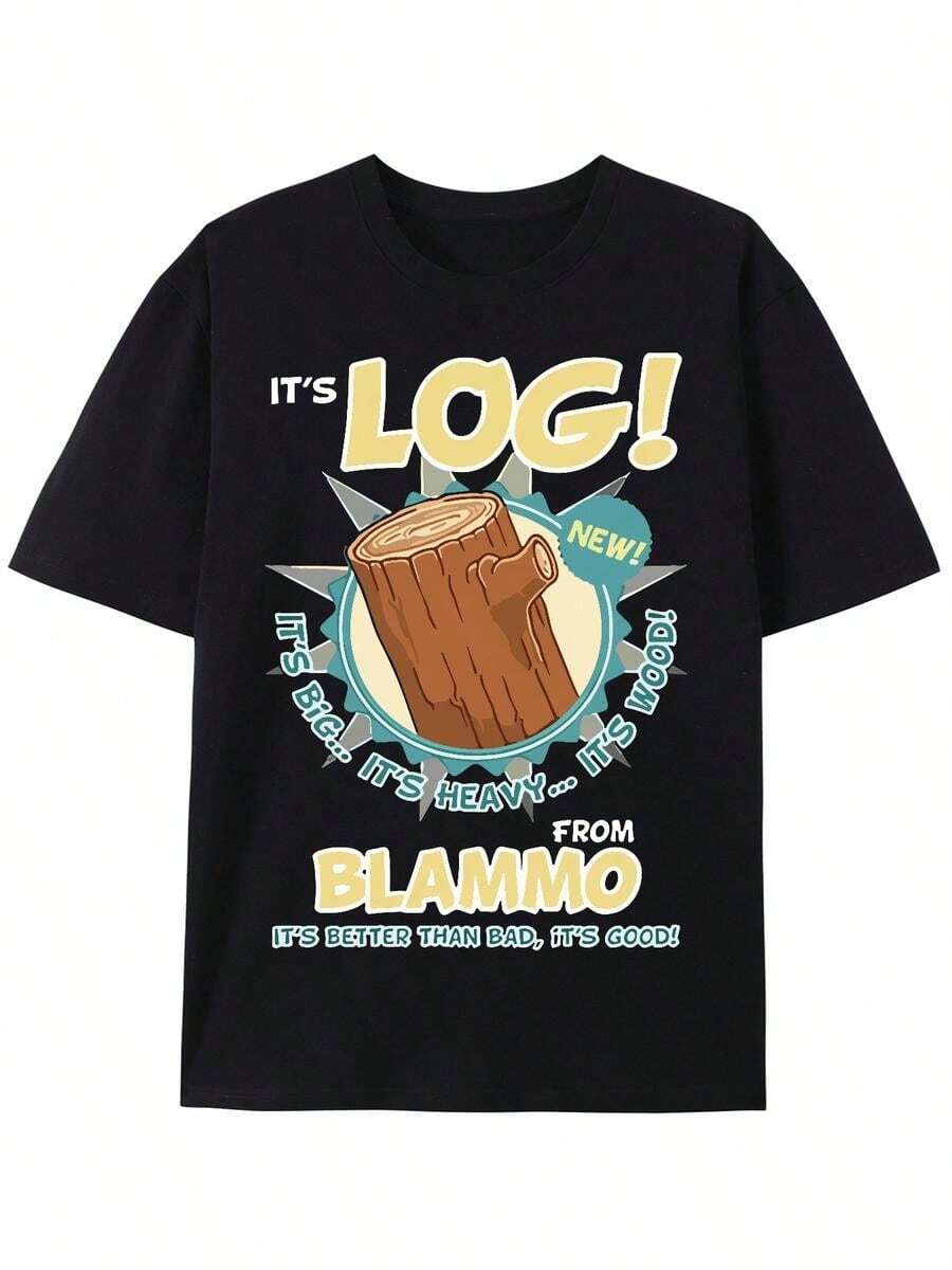Camiseta de verano con letras y cuello redondo, dise?o divertido de manga corta para hombre, una serie de camisetas negras casuales e interesantes - Negro - Ver 1