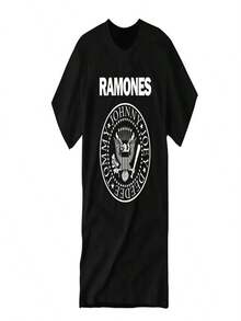 Camiseta de verano de los Ramones de los 80, camiseta de banda de punk rock, camiseta casual de manga corta con cuello redondo para mujer, completamente nueva, unisex, talla para adulto. - Negro - Ver 1