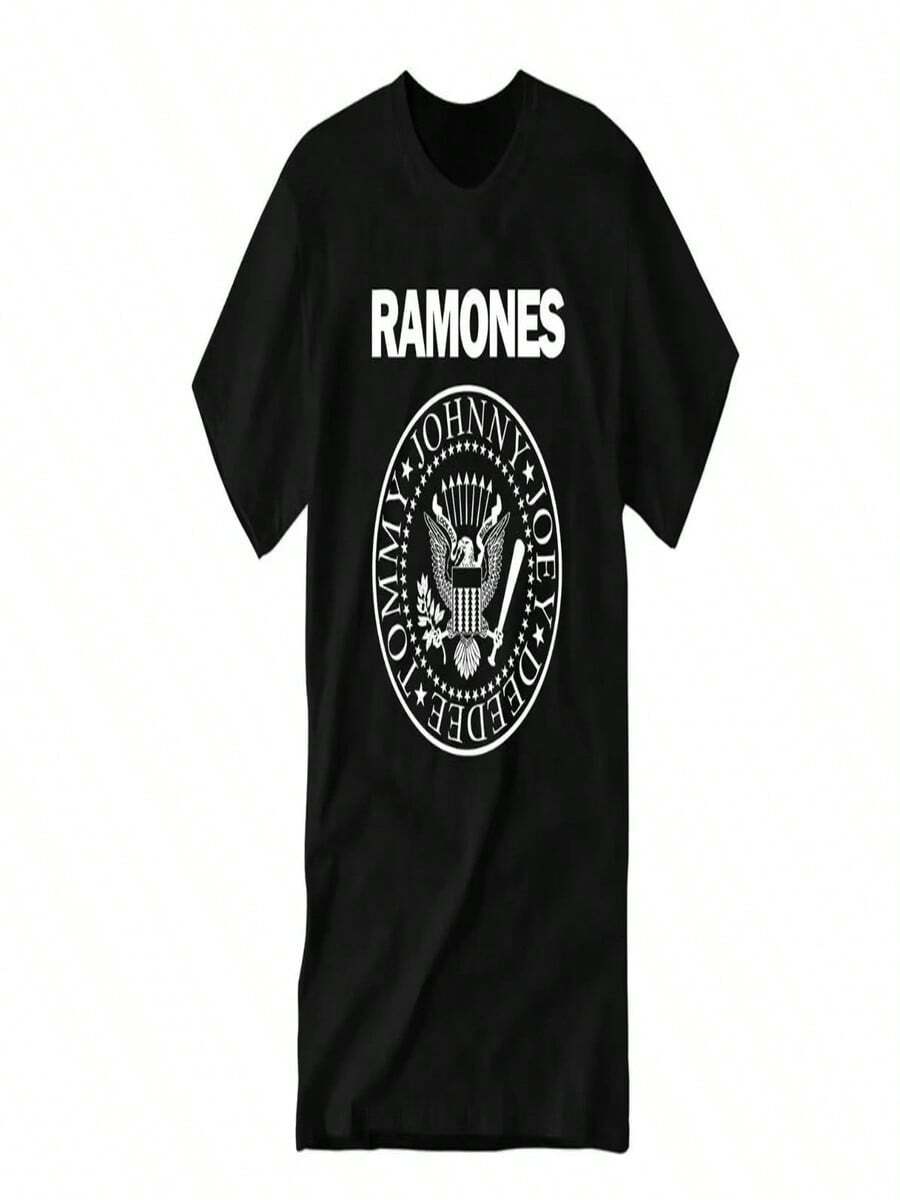 Camiseta de verano de los Ramones de los 80, camiseta de banda de punk rock, camiseta casual de manga corta con cuello redondo para mujer, completamente nueva, unisex, talla para adulto. - Negro - Ver 1