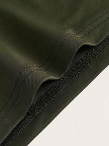 BASICS Vestido casual de cena y citas de unicolor con tirantes de espagueti y silueta ajustada - Verde militar - Ver 4