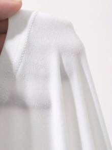 Curve Camiseta de verano elegante y ajustada de unicolor con hombros descubiertos para tallas grandes - Blanco - Ver 3