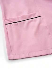 Conjunto de uniformes médicos: Parte superior de cuello en V de manga corta y pantalones para trabajadores de la salud - Rosa - Ver 8