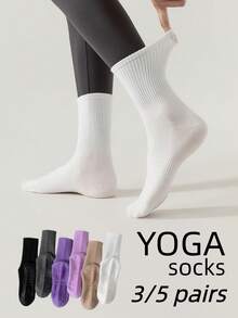 1/3/5 Pairs Yoga Pilates Non-Slip Socks, Suitable For Yoga, Pilates And Various Sports, Grip Socks, Fitness Non-Slip Socks - Multicolor - View 4