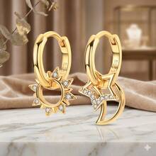1 Đôi bông tai nữ bằng bạc Sterling S925 chất lượng cao, không gây dị ứng, hình mặt trời và mặt trăng, thích hợp làm quà tặng cho đám cưới, tiệc tùng, sinh nhật, ngày lễ hoặc quà tặng đôi. - KJE428 - Xem 13