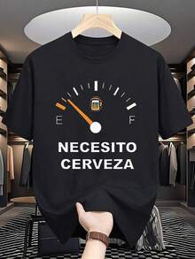 Camisetas de hombre, camisetas de algodón, ropa de hombre, camiseta de algodón negra y blanca de 180g con estampado de cerveza, diseño con estampado de cerveza, algodón de alta calidad, cuello redondo, corte básico holgado, transpirable, lavable a máquina, cómoda, tallas S ~ 3XL, uso diario, casual, esencial el verano, unisex. - Negro - Ver 8