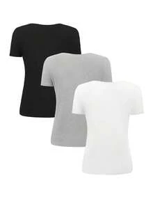 Camiseta de cuello redondo casual de mujer con bordado de animal caballo - Multicolor 2 - Ver 2