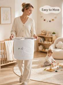 1 pieza Cesta de almacenamiento de vivero con asa de conejo blanco, cesta de almacenamiento multifuncional para ropa, botellas, pañales - Multicolor - Ver 7