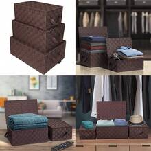 Sorbus Set of 3 Storage Baskets for Organizing with Lid Mesh Hand-Woven Design Linen Closet Organizers and Storage Organizer Storage Baskets for Shelves Variety Pack Organizers and Storage - Marrn - Ver 1