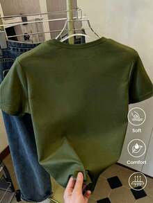 Envío gratis, entrega local enéxico, entrega en 4 días. Camiseta de manga corta a para primavera y verano 2026, hecha enéxico, 180 gramos.Estampado de dibujos animados, modelo de pareja, apta para uso interior o exterior.Cuello redondo, unisex, para oficina y ocio.Paquete de una pieza. - Verde militar - Ver 3