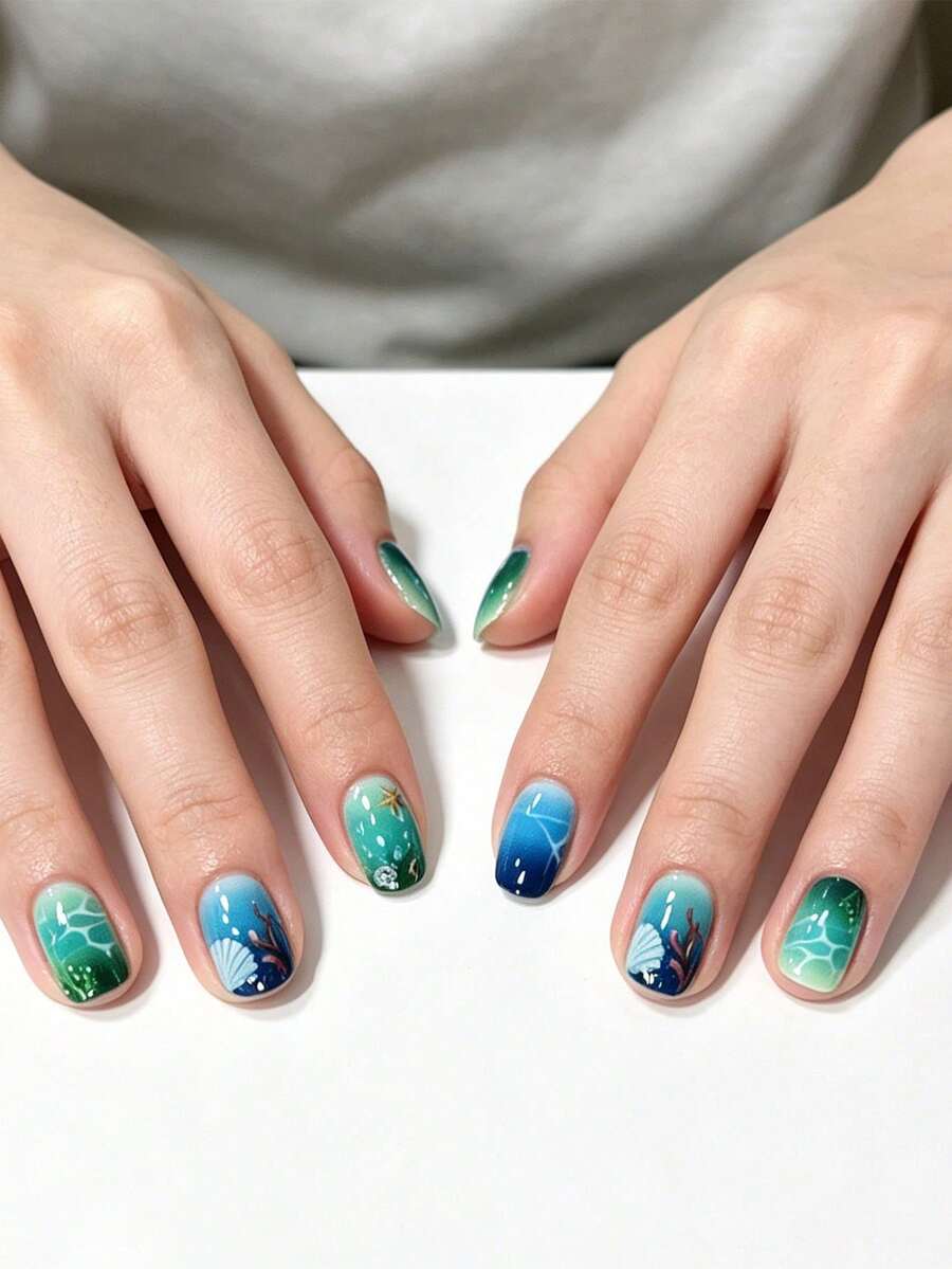 24 piezas Juego de uñas postizas con forma de almendra, adecuado para fiestas, citas, Navidad, Día de San Valentín, regalo para mujeres y niñas, incluye 1 lima de uñas y 1 gel de gelatina - Multicolor - Ver 1