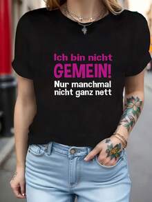 Camiseta Femenina Manga Corta Estilo Clásico Ligera Fresca Versátil Verano eñora Manga Corta Diseño Elegante Casual Ligera Uso Diario Verano - Negro - Ver 1
