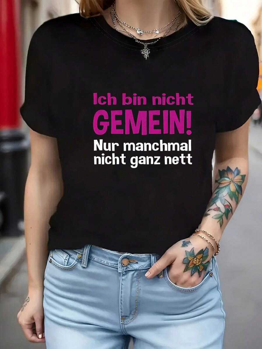 Camiseta Femenina Manga Corta Estilo Clásico Ligera Fresca Versátil Verano eñora Manga Corta Diseño Elegante Casual Ligera Uso Diario Verano - Negro - Ver 1