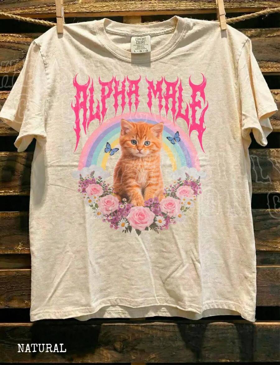 Camiseta divertida de gatito Alpha ale, camiseta irónica de gato, regalo cómico para amantes de los gatos, camiseta gráfica vintage no. - Multicolor 1 - Ver 1