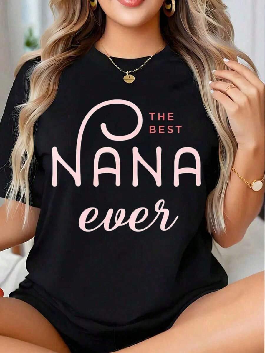 La mejor camiseta gráfica de Nana de la Historia para regalar a la abuela, regalo para el Día de la Madre, camiseta. una camiseta perfecta para regalar a amigos y familiares en cualquier día festivo u ocasión especial. -Camiseta unisex de algodón suelto de manga corta y cuello redondo, estilo vintage urbano. - Negro - Ver 1