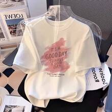 Camiseta con estampado de camisa casual para mujer, manga corta y cuello redondo, moda urbana local de primavera/verano camiseta unisex. ZZFE - blanco puro - Ver 7