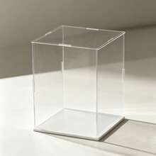 1pc Transparent Acrylic Display Case - Showcase Cabinet, White Base, Multiple Size Options, Dustproof Desktop Organizer Stand - Contemporary Style, Action Figure Plastic Material, Car Model, Collectibles, For Room, Store And Office Desk Storage - White Display Box - View 2