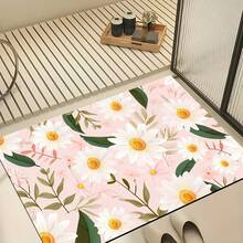 1pc Elegant Floral Pattern Printed Silica Gel Carpet, Easy To Clean, 3D Printed Rectangle, Suitable For Entryway, Living Room, Kitchen, Bedroom, Hallway, Bathroom, Laundry Room - Polyester Carpet, Suitable For Indoor And Outdoor Home Decor - Multicolor - View 1