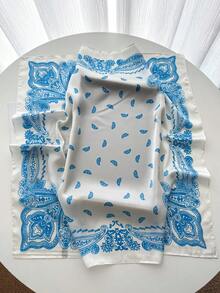 26.77 Inch Silk-Like Printed Square Scarf 68cm, Women's Fashion Breathable Multifunctional Headband Neckerchief Accessory, 1pc - Multicolor - View 2