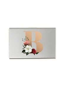 Red Flowers And Gold Letters A-Z Initial Pattern Slim Card Case Minimalist Aluminium Metal Wallet RFID Privacy Protection Credit Card Holder ID Business Card Pouch Portable Card Organizer Thin Metal Purse Multifunctional Card Storage Box For Daily - Multicolor - View 13