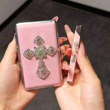Lighter And Cigarette Case Set, Easy To Carry, Finely Crafted, A Smoking Accessory/Good Gift For Friends - Hồng - Xem 2