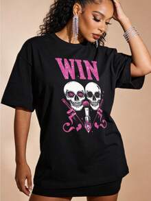 Camiseta de manga corta con cuello redondo suave y casual de verano para mujer, tops para salir, algodón, vintage, estilo callejero europeo y americano, casual deportivo, estilo unisex, estilo casual urbano, tops bonitos, Gen Z, curvas, ropa Y2K, camisetas divertidas, tops para damas, conjuntos de vacaciones para mujer, top lindo, camiseta gráfica, conjuntos de primavera, camisetas holgadas, ropa de calle retro, estilo de los 90, estilo de los 2000, subcultura, top negro, tops blancos, atuendo de fiesta de los 90. Blanco - Negro - Ver 3